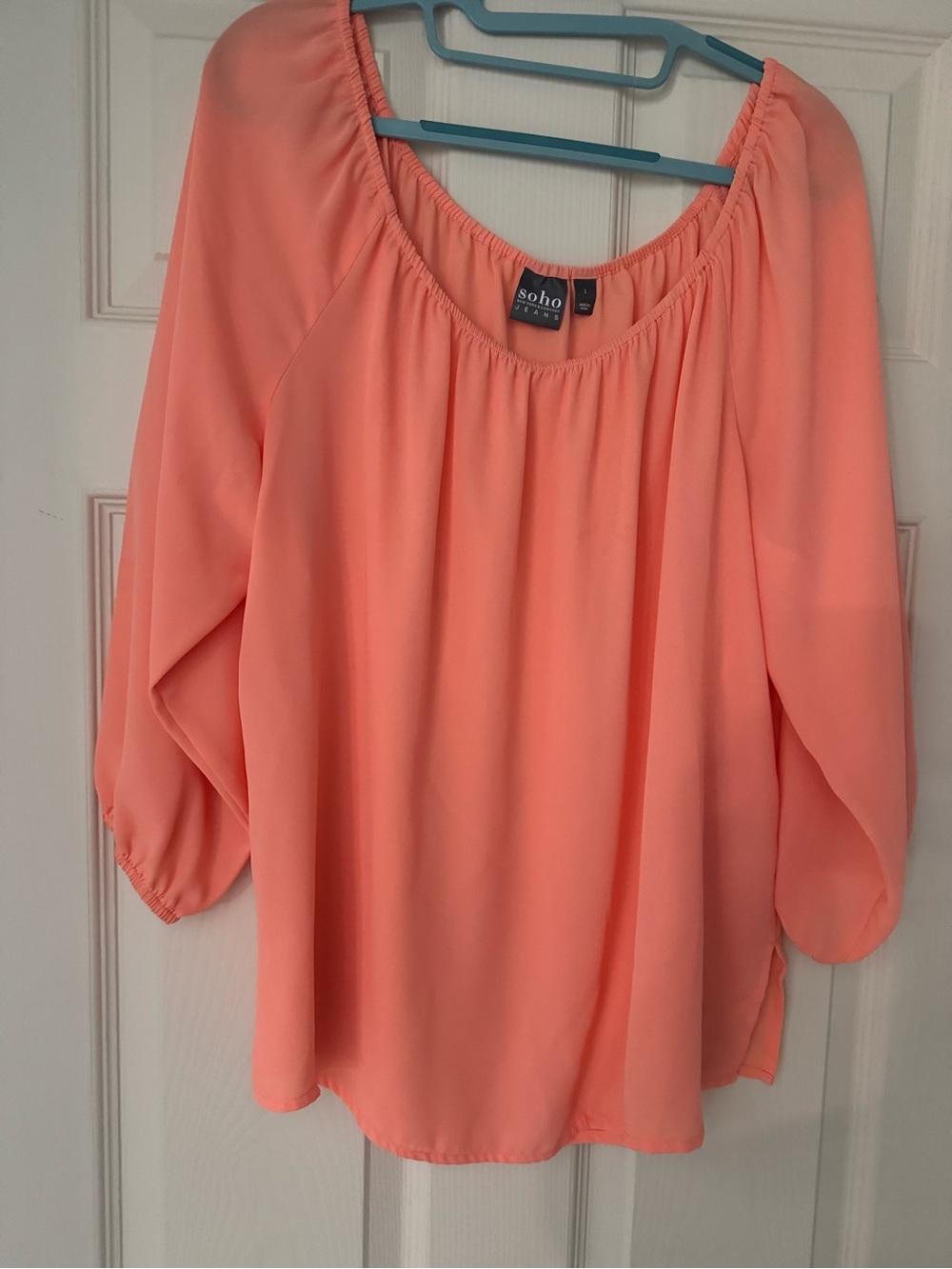 SoHo New York & Company - Bright Orange Off-The-Shoulder Blouse / Size Large